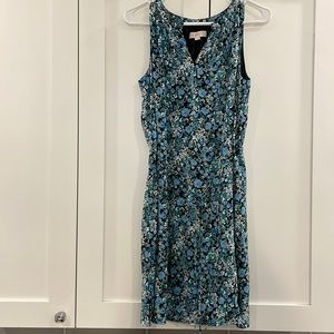 LOFT blue floral day dress with tie. Tags discarded but never worn.